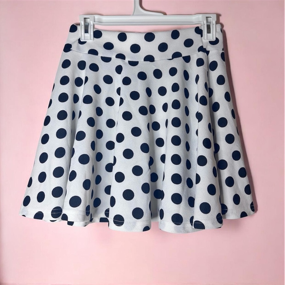 Polka Dot Flared Skirt - White and Black